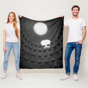 Pantheon Light Skull Rome Italy Black and White Fleece Blanket