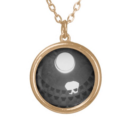 Pantheon Light Skull Rome Italy Black and White Gold Plated Necklace