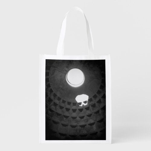 Pantheon Light Skull Rome Italy Black and White Grocery Bag