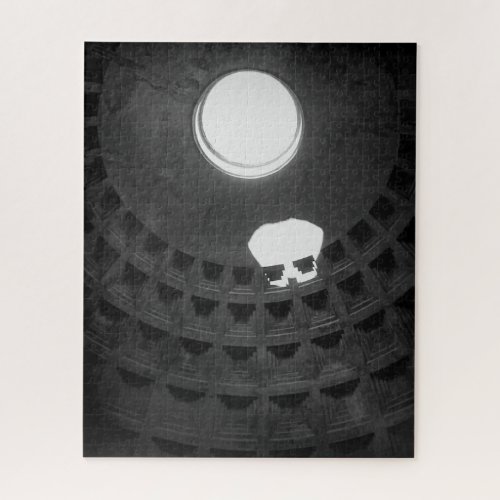 Pantheon Light Skull Rome Italy Black and White Jigsaw Puzzle