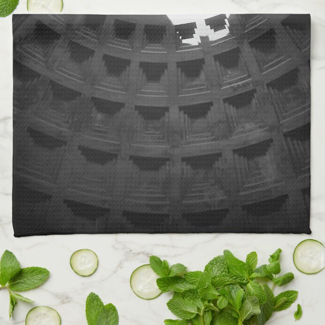 Pantheon Light Skull Rome Italy Black and White Kitchen Towel (Folded)