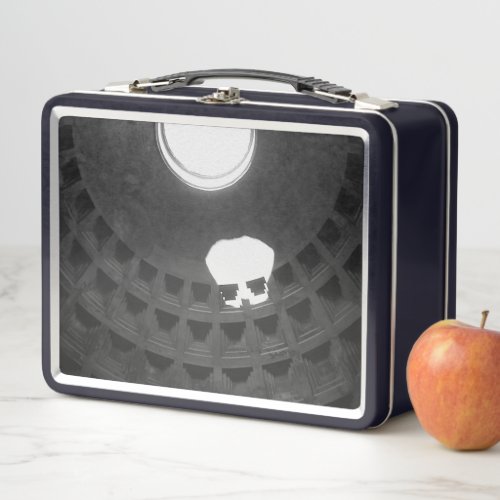 Pantheon Light Skull Rome Italy Black and White Metal Lunch Box