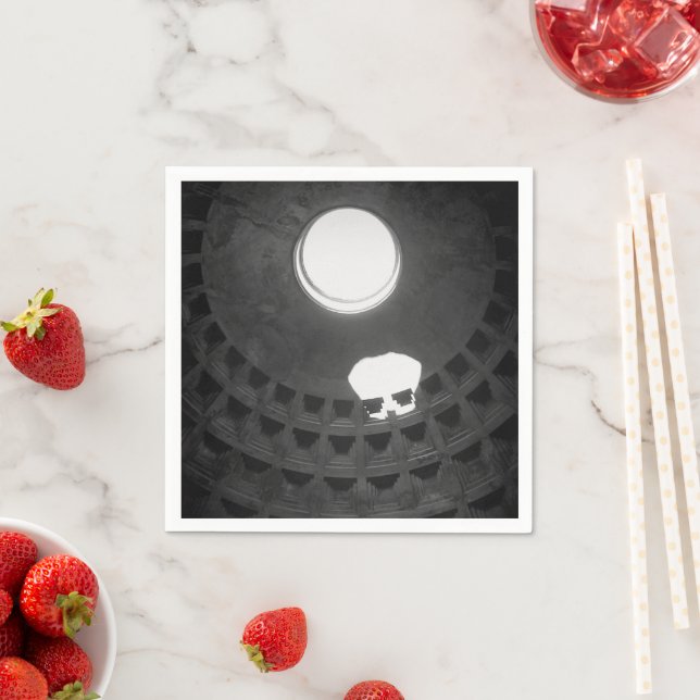 Pantheon Light Skull Rome Italy Black and White Napkins (Insitu)