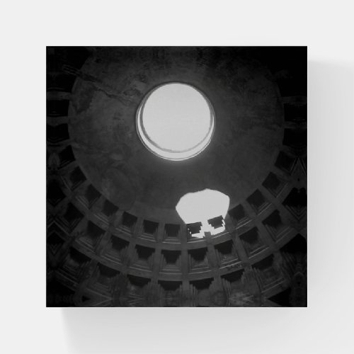 Pantheon Light Skull Rome Italy Black and White Paperweight