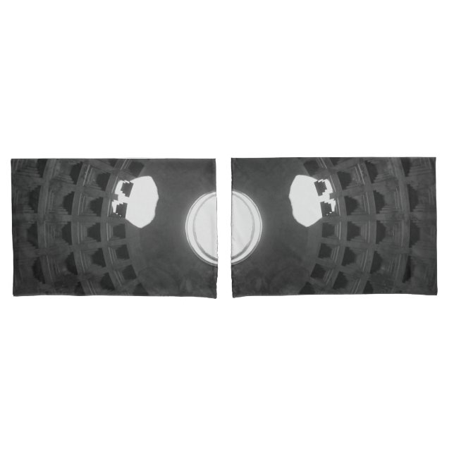 Pantheon Light Skull Rome Italy Black and White Pillow Case (Front-Set)