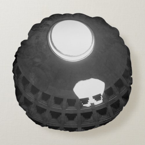 Pantheon Light Skull Rome Italy Black and White Round Pillow