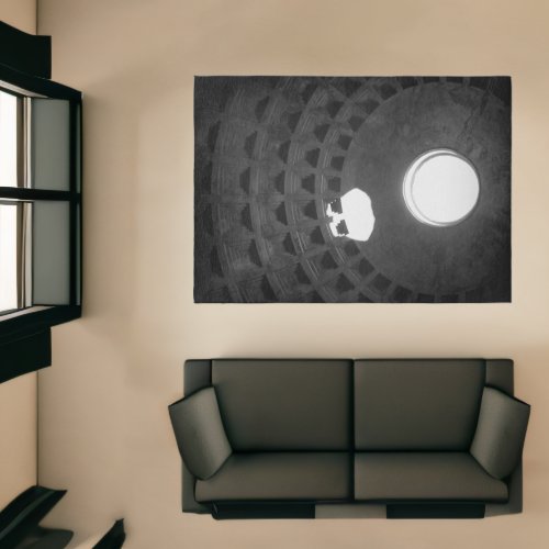 Pantheon Light Skull Rome Italy Black and White Rug