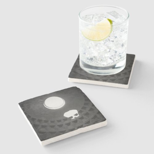 Pantheon Light Skull Rome Italy Black and White Stone Coaster