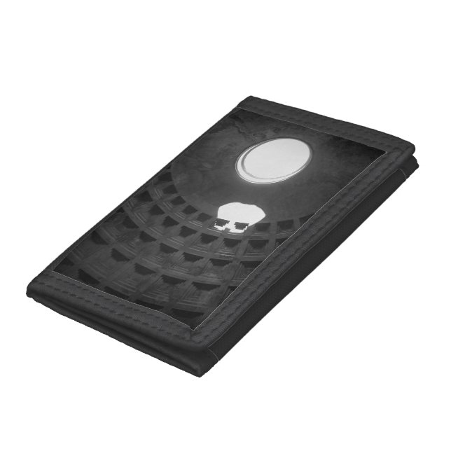 Pantheon Light Skull Rome Italy Black and White Trifold Wallet (Bottom)