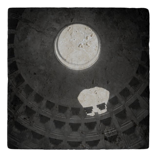 Pantheon Light Skull Rome Italy Black and White Trivet (Front)