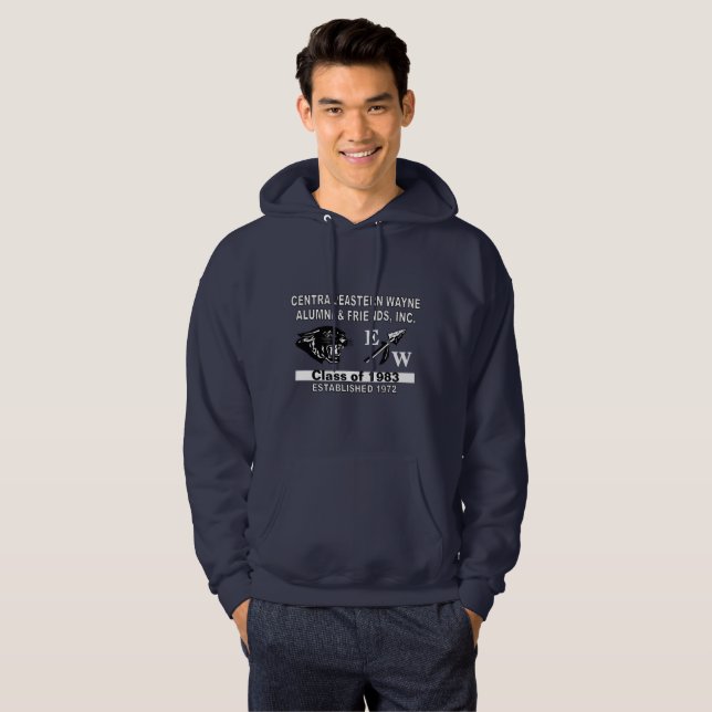 Panther and EW Navy Blue Hooded Sweatshirt (Front Full)