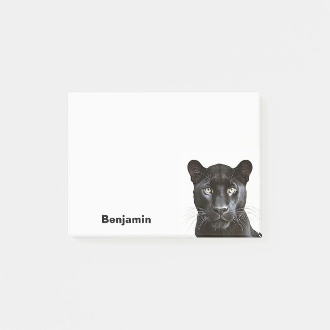 Panther Animal Portrait Cool Personalized Name Post-it Notes (Front)