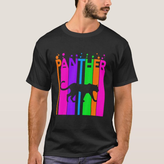 Panther Animal Rainbow Bubble With Silhouette T-Shirt (Front)