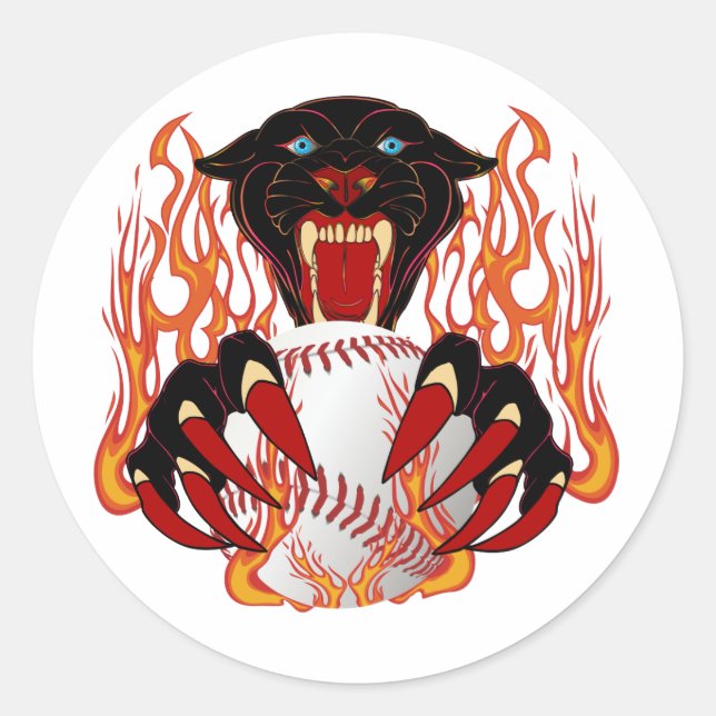 Panther-Baseball-1White-T-2 Classic Round Sticker (Front)