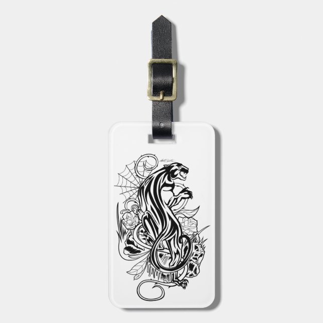 Panther - Black & White Luggage Tag (Front Vertical)