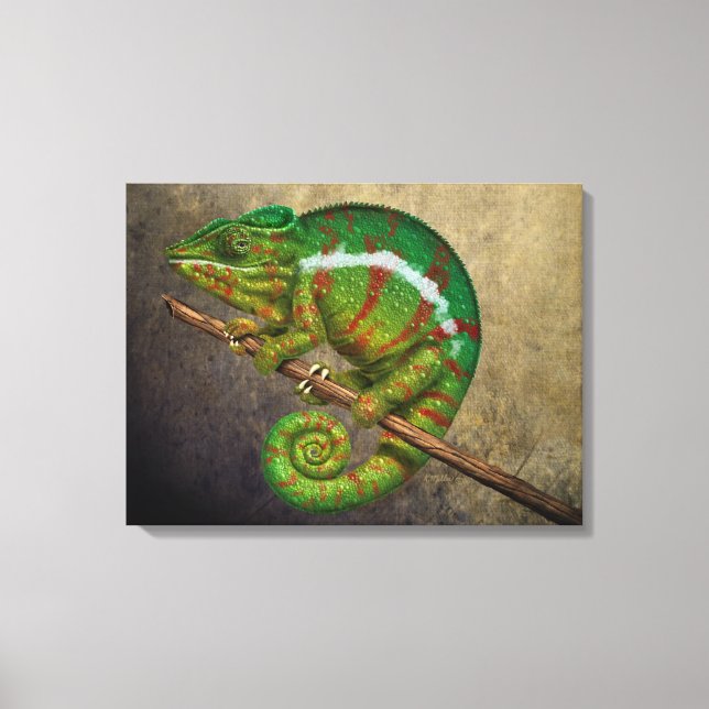 Panther Chameleon Digital Painting Canvas Print (Front)