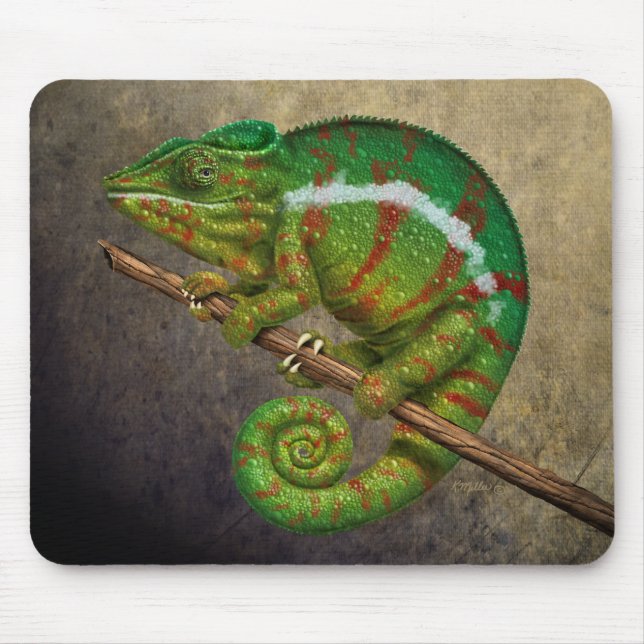 Panther Chameleon Digital Painting Mouse Pad (Front)