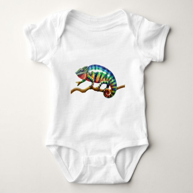 Panther Chameleon Lizard Baby Bodysuit (Front)