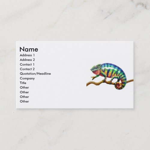 Panther Chameleon Lizard, Name, Address 1, Addr... Business Card Templates