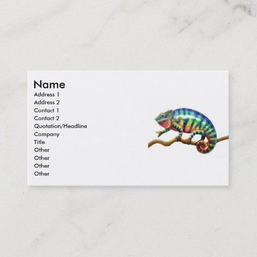 Customizable Panther Chameleon Lizard, Name, Address 1, Addr... Business Card Templates