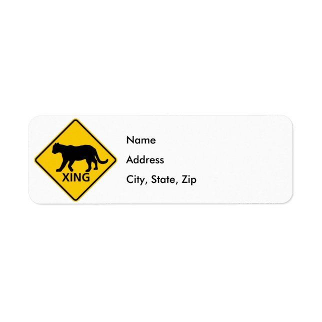 Panther Crossing Highway Sign Label (Front)
