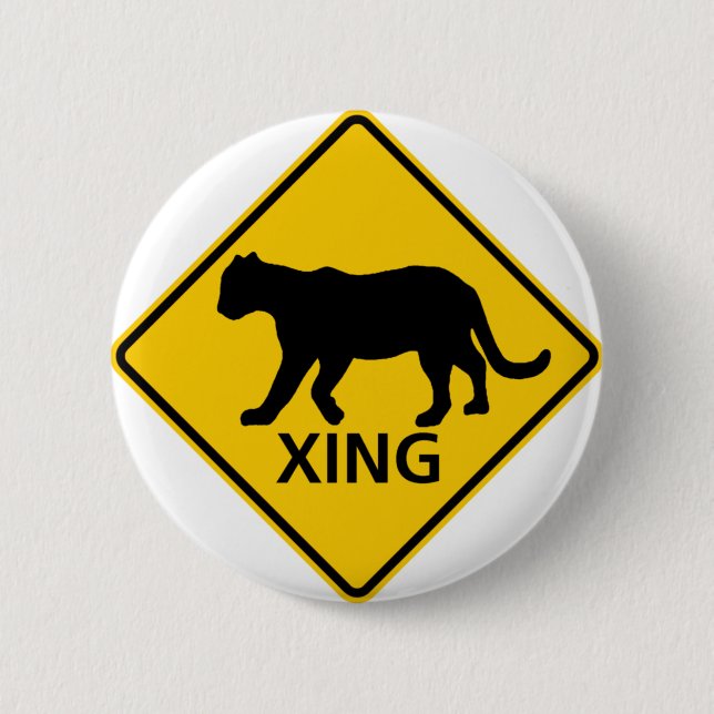 Panther Crossing Highway Sign Pinback Button (Front)