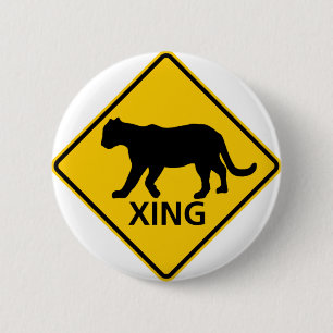 Panther Crossing Highway Sign Pinback Button