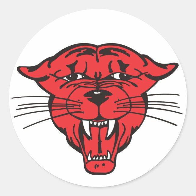 PANTHER FACE, red 01 Classic Round Sticker (Front)