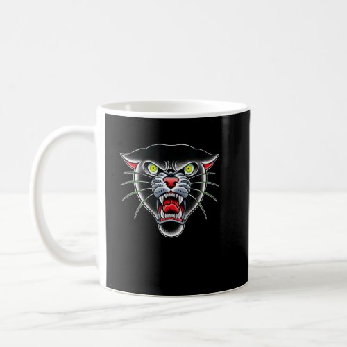 Panther Face Traditional Tattoo Illustration  Coffee Mug