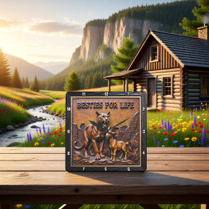 Panther Goat Dark Forest Square Wall Clock