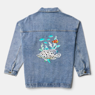 Panther Grouper Clown Fish Saltwater Tropical Aqua Denim Jacket