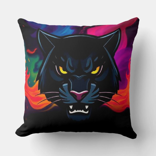 Panther Illustration Highlighting Creativity Throw Pillow (Front)