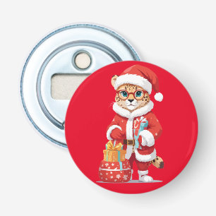 Panther In Santa Costume Adorable Funny Christmas Bottle Opener