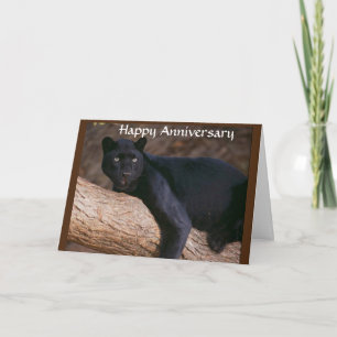 PANTHER JUST PANTING TO SAY "HAPPY ANNIVERSARY" CARD