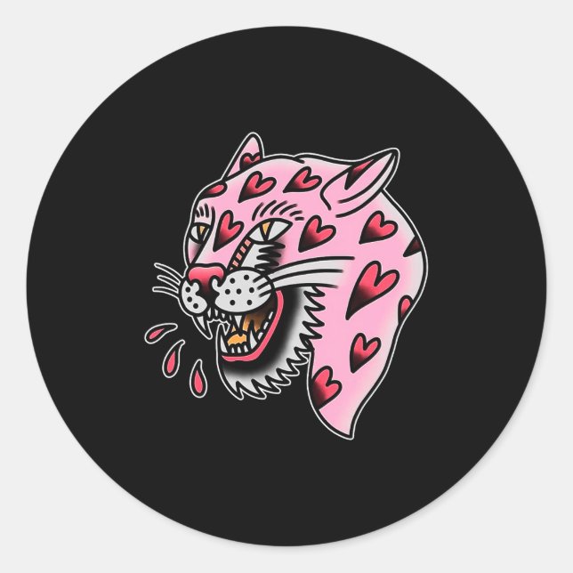 Panther Nk X Heart Love Traditional Premium Tri-bl Classic Round Sticker (Front)