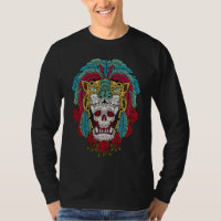 Panther Ocelot Skull Rose Huichol Mexican Aztec ON