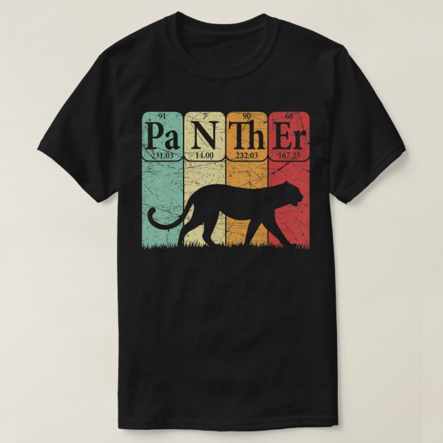 Panther Periodic Table Elements Retro Panther  2  T-Shirt (Design Front)