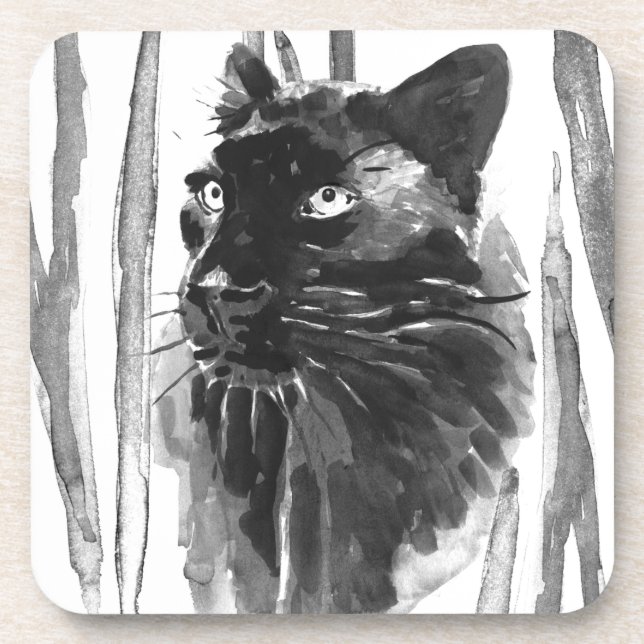 Panther Portrait Beverage Coaster (Front)