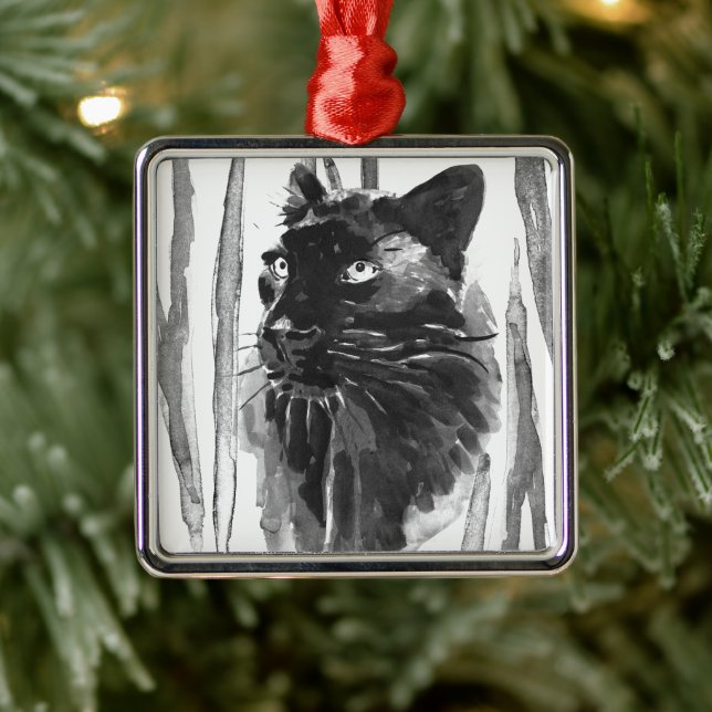Panther Portrait Metal Ornament (Tree)