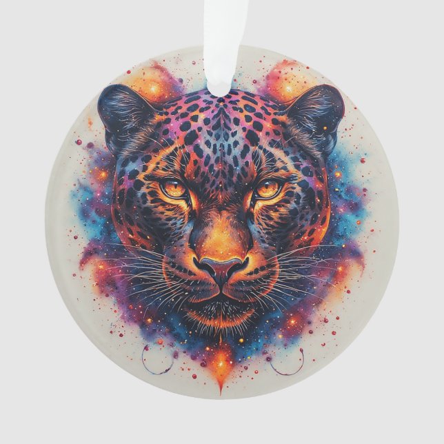 Panther Portrait with Abstract Fiery Elements Ornament (Front)