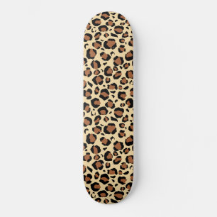 Panther print on beige background skateboard