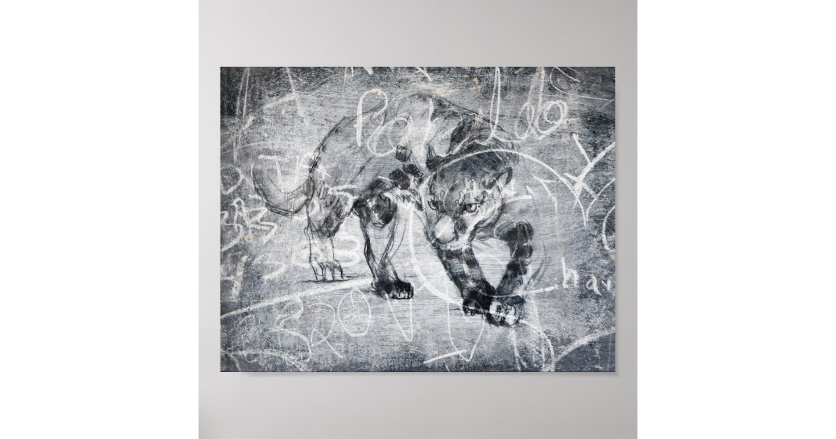 Panther Scratch Big Cat Fine Art Graphics Poster Zazzle Com