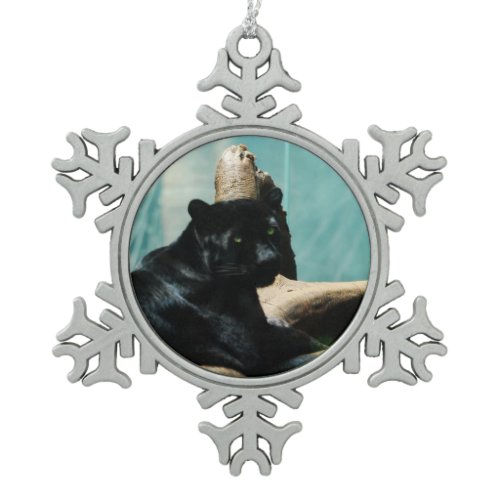 Panther Snowflake Pewter Christmas Ornament