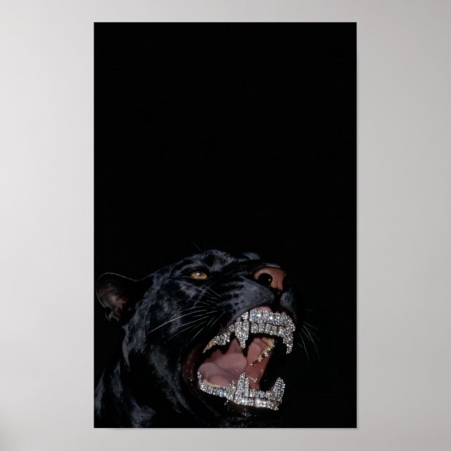 Panther with Diamond-Encrusted Teeth Poster (Front)