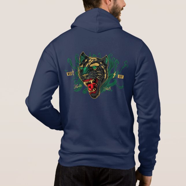 Panthere stay wild tattoo old school panther hoodie (Back)