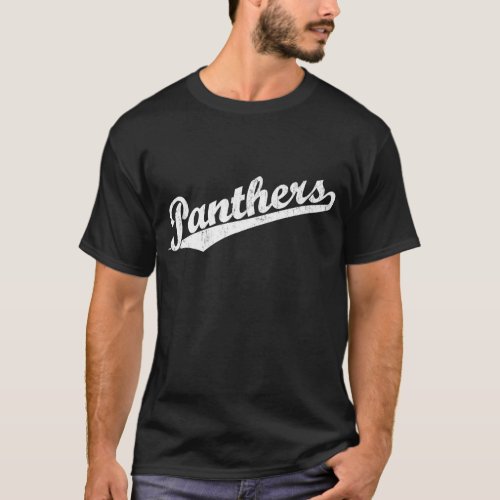 Panthers script logo in White T_Shirt