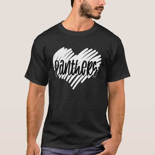 Panthers Sports Fan Team Spirit Heart T-Shirt (Front)