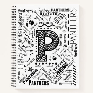 Panthers Word Cloud 8.5" x 11" Spiral Notebook