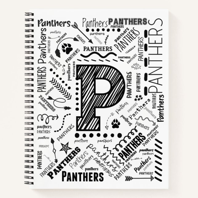 Panthers Word Cloud 8.5" x 11" Spiral Notebook (Front)