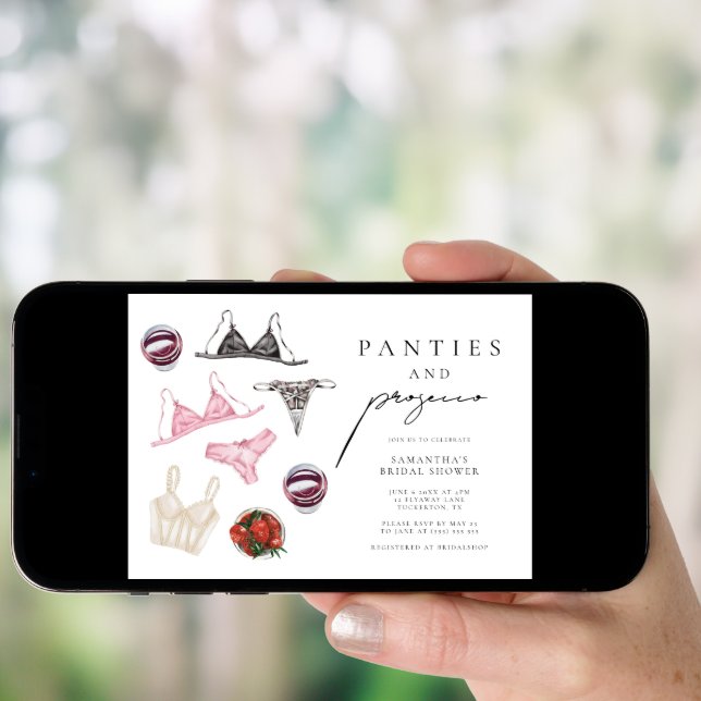 Panties and Prosecco Lingerie Bridal Shower Invitation (Front Digital)